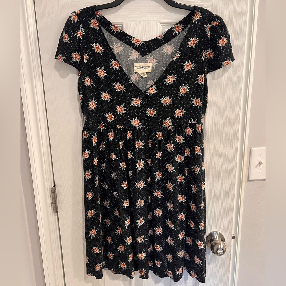 Denim & Supply Ralph Lauren Black Floral Button-Front Top